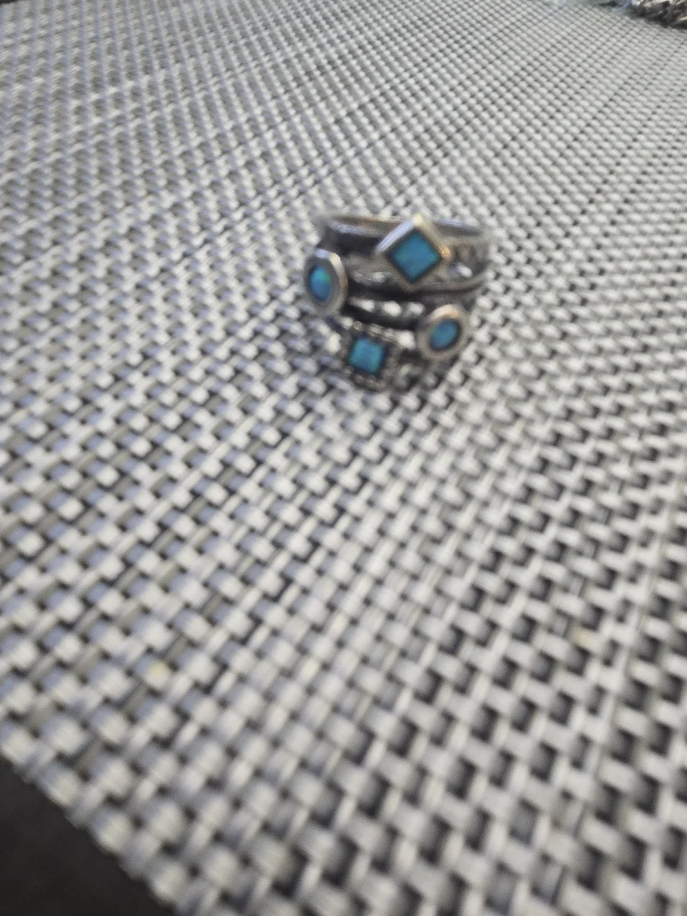 Stacked Silver Rings with Turquoise Stones